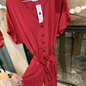 NWT Mikarose “Mustard Seed” red/burgundy jumpsuit
